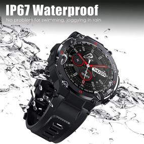 img 1 attached to 🌲 Outdoor Waterproof Military Tactical Smartwatch for Men - Fitness Tracker Watch with Heart Rate Monitor, Pedometer, Sleep Tracker - Compatible with iPhone and Samsung