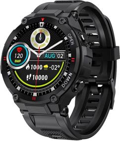 img 4 attached to 🌲 Outdoor Waterproof Military Tactical Smartwatch for Men - Fitness Tracker Watch with Heart Rate Monitor, Pedometer, Sleep Tracker - Compatible with iPhone and Samsung