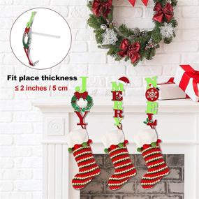 img 1 attached to 🎅 Enhance your Christmas Decor with RUODON 3-Piece Metal Stocking Holders – Joy, Merry, Noel Fireplace Hooks