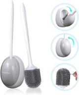 🧼 upgraded silicone toilet brush and holder - wall mounted bowl cleaner brush - flexible, durable, self-opening/closing - 1 pack (white+grey) logo