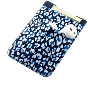 img 1 attached to CalorMixs 2 Pack Phone Card Holder - Stretchy Lycra Wallet Pocket Fabric Adhesive Sleeve 3M Adhesive Sticker On IPhone Samsung Galaxy Android Smartphones (Blue Leopard)