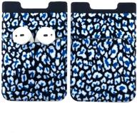 calormixs 2 pack phone card holder - stretchy lycra wallet pocket fabric adhesive sleeve 3m adhesive sticker on iphone samsung galaxy android smartphones (blue leopard) logo