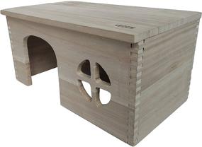 img 2 attached to 🏡 Vedem Guinea Pig Wood House: Detachable Hut with Window - Small Animal Hideout for Rat, Chinchilla, Hedgehog, & Hamster