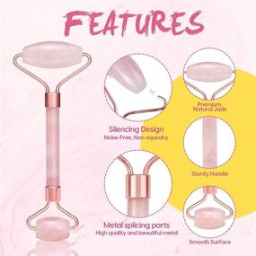 img 3 attached to 🌹 Revitalize Your Skin with the Jade Roller Gua Sha Set: 100% Natural Rose Quartz Face Massager for Anti-Wrinkles, Eyes, and Neck - With APP Tracking & Record Feature!