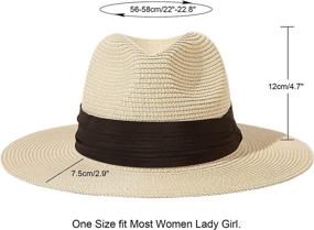 img 3 attached to 👒 Lanzom Women's Wide Brim Straw Panama Roll-up Hat with Belt Buckle - Fedora Style, Perfect for Beach & Sun Protection - UPF50+