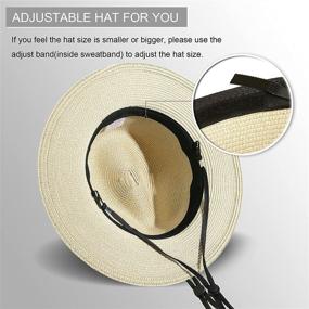 img 2 attached to 👒 Lanzom Women's Wide Brim Straw Panama Roll-up Hat with Belt Buckle - Fedora Style, Perfect for Beach & Sun Protection - UPF50+