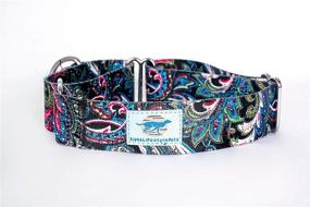 img 3 attached to 🐶 Large Teal Paisley Martingale Dog Collar - 1.5" Width for Training, Safety, Nonslip, No-Buckle with Leash