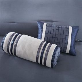 img 1 attached to 🛏️ Madison Park Cozy Comforter Set Deluxe Hotel Collection - Queen Size Genevieve Navy Bedding with Shams & Pillows
