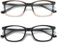 blue light blocking glasses for women men computer glasses tr lightweight blue ray filter anti eye strain non prescription fake glasses frame clear lens 2 pack (black+brown) logo