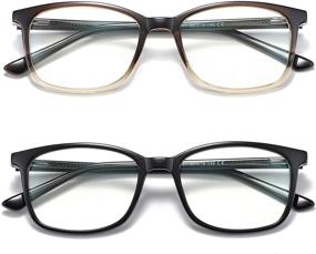 img 4 attached to Blue Light Blocking Glasses For Women Men Computer Glasses TR Lightweight Blue Ray Filter Anti Eye Strain Non Prescription Fake Glasses Frame Clear Lens 2 Pack (Black+Brown)