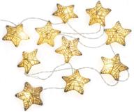 ✨ west ivory 6ft 10-led string fairy light with metal-covered stars - battery-powered decorative lights for indoor and outdoor - warm white логотип