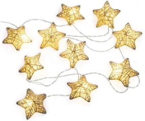 img 4 attached to ✨ West Ivory 6ft 10-LED String Fairy Light with Metal-Covered Stars - Battery-Powered Decorative Lights for Indoor and Outdoor - Warm White