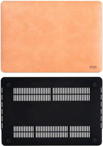 img 2 attached to 📱 HCHY MacBook Pro 13 inch Laptop Case - Vegan Leather Case 2016-2020 (A2338 M1, A2251, A2289, A2159, A1989, A1706, A1708) - Apricot Cow Leather PU Hard Shell Cover