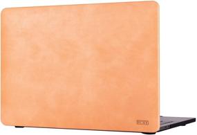 img 4 attached to 📱 HCHY MacBook Pro 13 inch Laptop Case - Vegan Leather Case 2016-2020 (A2338 M1, A2251, A2289, A2159, A1989, A1706, A1708) - Apricot Cow Leather PU Hard Shell Cover