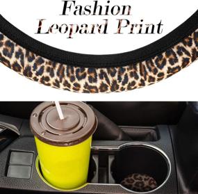 img 1 attached to 🐆 Leopard Car Decorations Bundle: Seat Covers, Steering Wheel Cover, Coasters & More - 10 Pieces