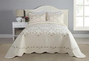 img 2 attached to 🛏️ Stylish Cream King Bedspread: Modern Heirloom Collection Felisa - 120X118'' Size