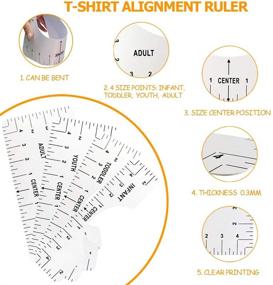 img 2 attached to Set of 4 T-Shirt Ruler Guides with 1 Soft Tape Measure - Fashion Center Design Tool for Adults, Youth, Toddlers, and Infants