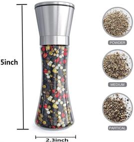 img 3 attached to Fsdifly Original Stainless Steel Salt and Pepper Grinder - Tall 🧂 Shakers with Adjustable Coarseness - Salt Grinders and Pepper Mill Shaker (Single Package)