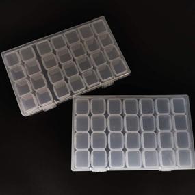 img 1 attached to 📦 Efficiently Organize with 2 Pack 28 Grids Diamond Painting Box Clear Bead Plastic Storage Organizer Container Boxes