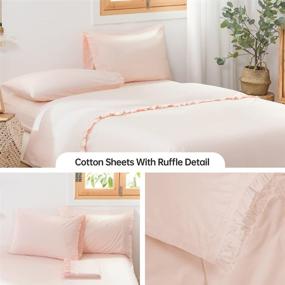 img 2 attached to 🛏️ Simple&Opulence 100% Cotton Bed Sheet Set - Premium Dorm Bedding for Twin Size - Girls' Sheet Set with Flat Sheet and Ruffled Pillowcase (Blush Pink)