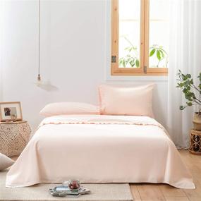 img 4 attached to 🛏️ Simple&Opulence 100% Cotton Bed Sheet Set - Premium Dorm Bedding for Twin Size - Girls' Sheet Set with Flat Sheet and Ruffled Pillowcase (Blush Pink)