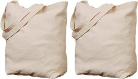 img 2 attached to 🛍️ Set of 2 Washable Canvas Tote Bags with Bottom Gussets and Handle – Ideal for Grocery Shopping