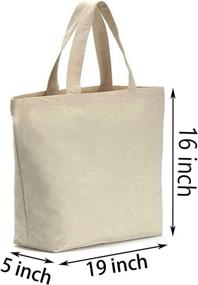 img 3 attached to 🛍️ Set of 2 Washable Canvas Tote Bags with Bottom Gussets and Handle – Ideal for Grocery Shopping