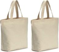 🛍️ set of 2 washable canvas tote bags with bottom gussets and handle – ideal for grocery shopping логотип