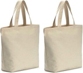 img 4 attached to 🛍️ Set of 2 Washable Canvas Tote Bags with Bottom Gussets and Handle – Ideal for Grocery Shopping