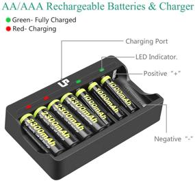 img 1 attached to 🔋 AA AAA Battery Charger Pack, LP 8 Slot Charger & 2300mAh AA (4-Pack) & 1000mAh AAA (4-Pack) Ni-MH Rechargeable Battery - Ideal for Wireless Mouses, Kids Toys, Remotes, Microphones, Game Controllers & More