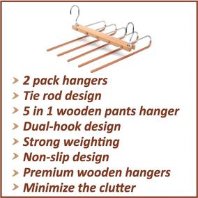 img 2 attached to 👖 Optimize Closet Space with Premium Pants Hangers 2 Pack - Efficient Space Saving & Multi-Functional Pants/Skirt Hangers with Clips - 5 Layers, 2 Pack