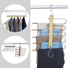 img 4 attached to 👖 Optimize Closet Space with Premium Pants Hangers 2 Pack - Efficient Space Saving & Multi-Functional Pants/Skirt Hangers with Clips - 5 Layers, 2 Pack