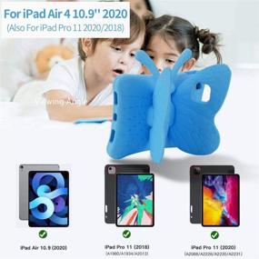 img 3 attached to 🦋 Simicoo iPad Pro 11 Kid's Case: Cute Butterfly Light EVA Cover, Shockproof with Stand Holder, Child Proof Tablet, Heavy Duty Protection - Blue | Perfect 2020/2018 Kids Girl Gift