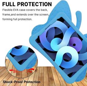 img 1 attached to 🦋 Simicoo iPad Pro 11 Kid's Case: Cute Butterfly Light EVA Cover, Shockproof with Stand Holder, Child Proof Tablet, Heavy Duty Protection - Blue | Perfect 2020/2018 Kids Girl Gift