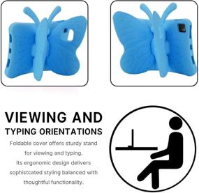 img 2 attached to 🦋 Simicoo iPad Pro 11 Kid's Case: Cute Butterfly Light EVA Cover, Shockproof with Stand Holder, Child Proof Tablet, Heavy Duty Protection - Blue | Perfect 2020/2018 Kids Girl Gift