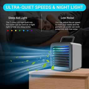 img 1 attached to 🌬️ Portable Personal Air Conditioner Cooler: Silent Mini Evaporative Air Fan for Office, USB Rechargeable Small Desktop Fan with 7 Colors LED Light, Bedroom Home Cooler Humidifier