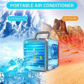 img 3 attached to 🌬️ Portable Personal Air Conditioner Cooler: Silent Mini Evaporative Air Fan for Office, USB Rechargeable Small Desktop Fan with 7 Colors LED Light, Bedroom Home Cooler Humidifier