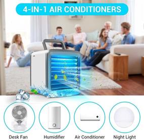 img 2 attached to 🌬️ Portable Personal Air Conditioner Cooler: Silent Mini Evaporative Air Fan for Office, USB Rechargeable Small Desktop Fan with 7 Colors LED Light, Bedroom Home Cooler Humidifier