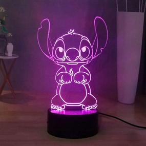 img 3 attached to 🌙 Laysinly Stitch LED Night Light with 7 Colors - 3D Acrylic Lilo Stitch Table Lamp for Child Bedroom, Sleep Night Lamp Decor Light – USB Remote Control Home Desk Lamp for Baby Kids Teen Lighting (Stitch)