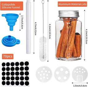 img 2 attached to 🧂 Cibeat 14-Piece Glass Spice Jars: 4oz Square Bottles with Shaker Lids, Metal Caps, Labels, and Silicone Funnel