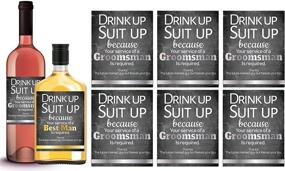 img 4 attached to 🍾 Set of 6 Groomsman + 1 BONUS Best Man Proposal Wine Labels or Liquor Labels, Whisky, Vodka, Rum, Beer Bottle Labels or Stickers - Groomsmen Party Favors, Party Decorations, Wedding Party Invitations