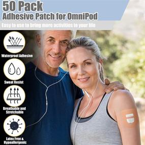 img 3 attached to 50 Omnipod Compatible Adhesive Patches - Waterproof Pre-Cut Straps for CGM Protection (Beige)