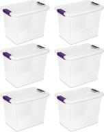 📦 sterilite 27 quart/26 liter clearview latch box with sweet plum latches - clear, 6-pack логотип