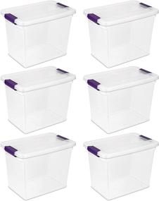 img 4 attached to 📦 Sterilite 27 Quart/26 Liter ClearView Latch Box with Sweet Plum Latches - Clear, 6-Pack