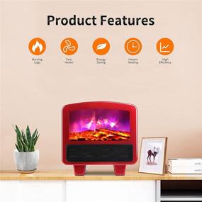 img 2 attached to 🔥 Efficient Indoor Electric Space Heater: Portable Fireplace Heater with Realistic 3D Flame Effect, Overheat/Tip Over Protection - Perfect for Office, Bedroom, Living Room