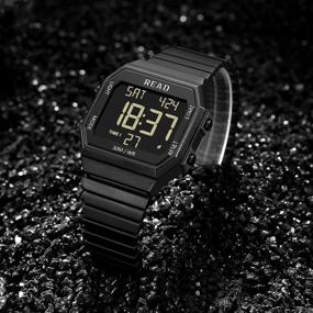 img 3 attached to ⌚ Часы TEZER Unisex: цифровые наручные часы с модным дизплеем высокого разрешения LED, корпус и браслет из нержавеющей стали, водонепроницаемый многофункциональный временной механизм