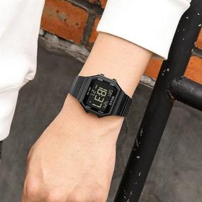 img 2 attached to ⌚ Часы TEZER Unisex: цифровые наручные часы с модным дизплеем высокого разрешения LED, корпус и браслет из нержавеющей стали, водонепроницаемый многофункциональный временной механизм