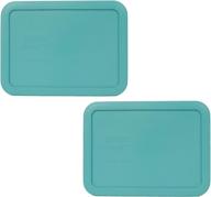 pyrex bundle - 7210-pc 3-cup turquoise rectangular 🍽️ plastic food storage lids: 2-pack set for easy organization логотип