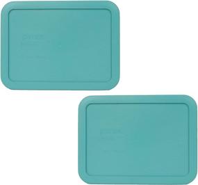 img 2 attached to Pyrex Bundle - 7210-PC 3-Cup Turquoise Rectangular 🍽️ Plastic Food Storage Lids: 2-Pack Set for Easy Organization