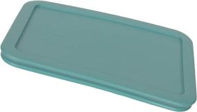 img 1 attached to Pyrex Bundle - 7210-PC 3-Cup Turquoise Rectangular 🍽️ Plastic Food Storage Lids: 2-Pack Set for Easy Organization